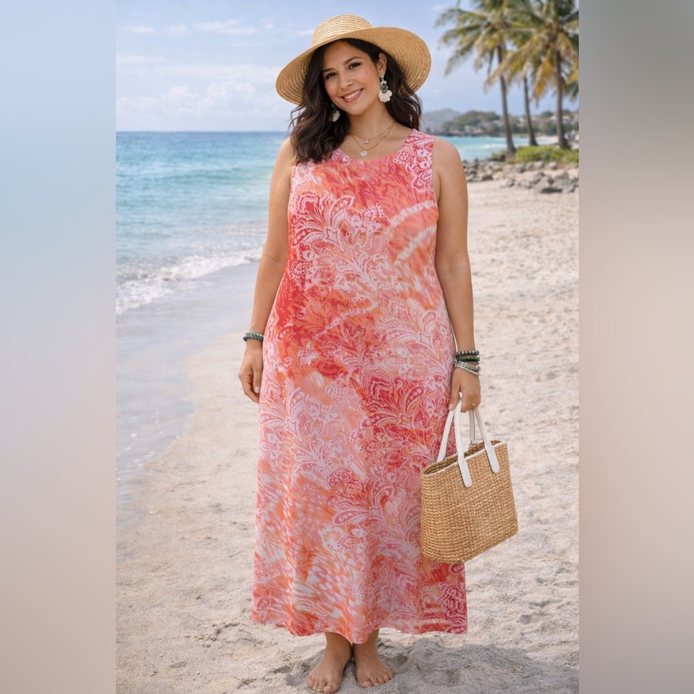 Tantrums Pink & Coral Scoop Neck Keyhole Top